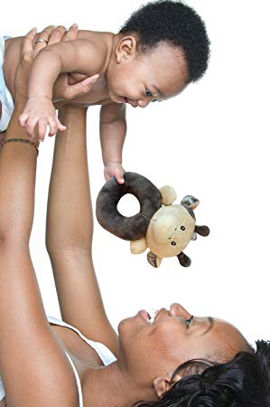 X-Large Premium Baby Rattle, Extra Soft Plush Cow Teether, (BPA Free), by Timixiki, Safe for Teething, Develops & Improves Baby's Hand-Eye Coordination